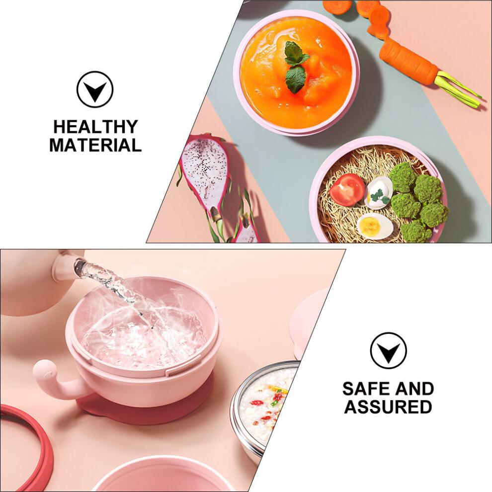 1 pièce Bol Rose en Acier Inoxydable à Conservation de Chaleur avec Ventouse
