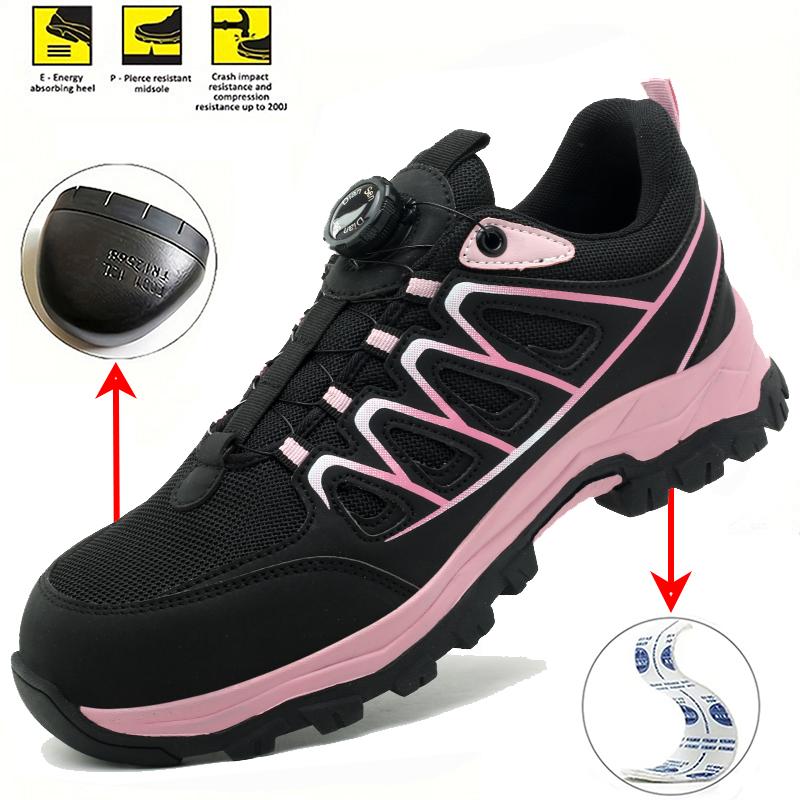 Steel Toe Work Boots Breathable Safety Shoes With Wear-Resisting Anti-Puncture Outsole Women Shoes Construction Work Shoes
