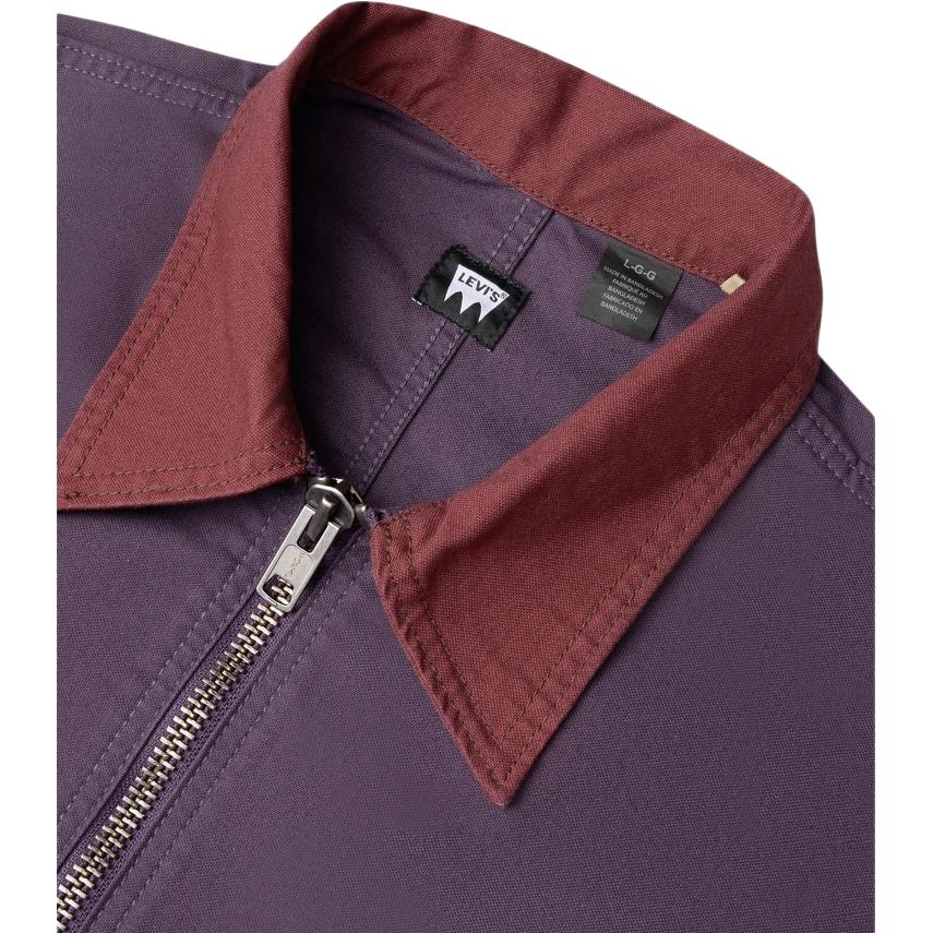 Levis Skate Series Velvet Bat Patch Collar Loose Fit Long Sleeve Denim Jacket Men Jackets Purple A5732-0002