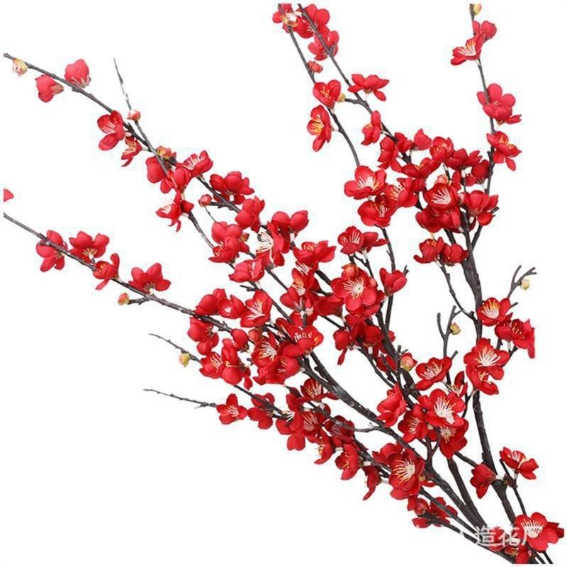 Spring Plum Blossom Bouquet Branch Silk Flower Artificial Flowers for Wedding Home Office Party Hotel Yard Decoration