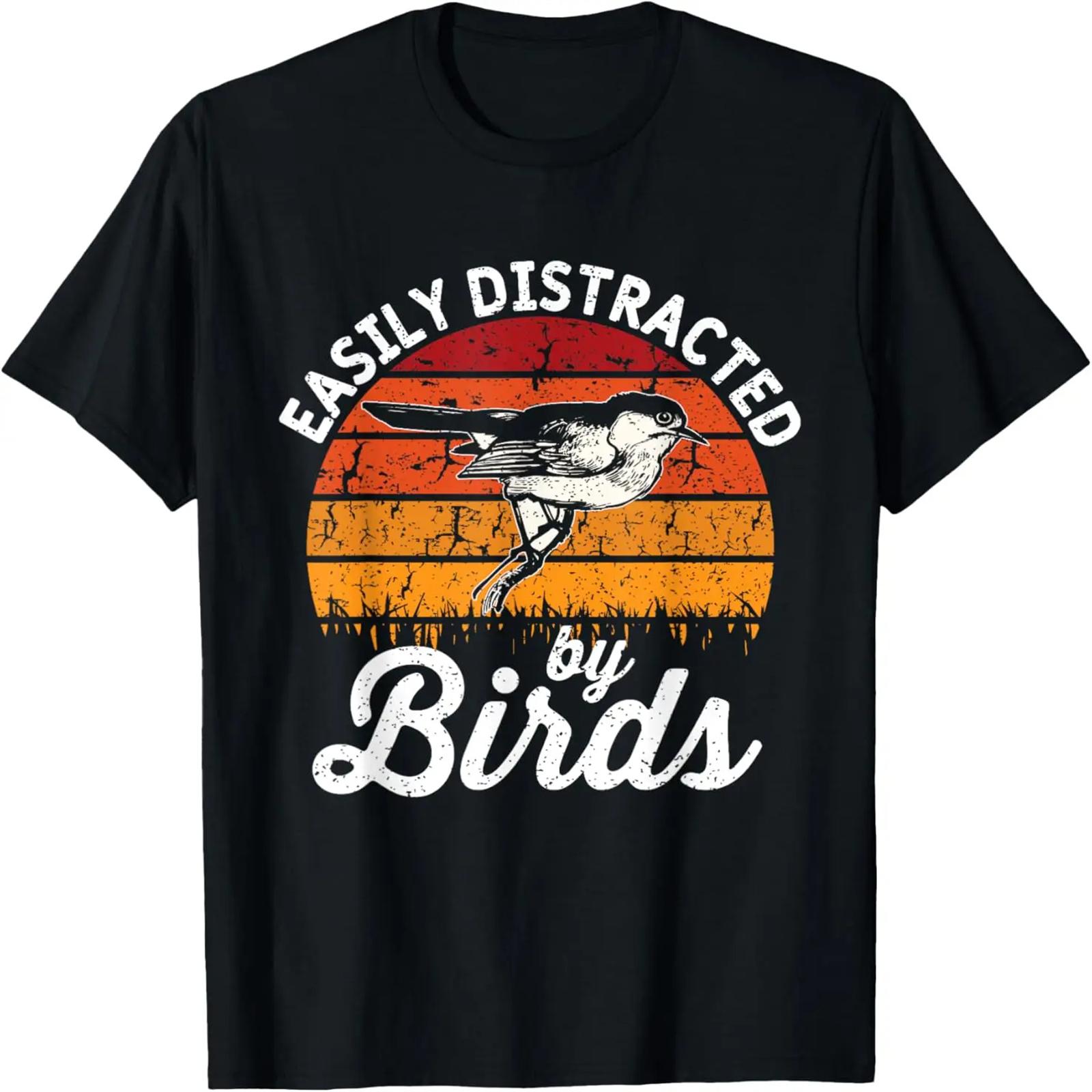 

Vintage Distressed Easily Distracted By Birds Funny Bird T-Shirt XXXXXL чорний