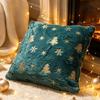 Christmas Cushion Cover with Gold Sequins Embellishment, Plush Faux Furs Square 18 X 18Inch Pillow Cover for Sofa, Bed, and Winter Room Decors