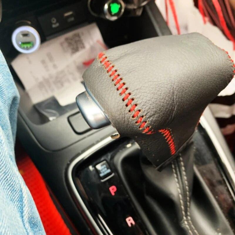 Leather Car Gear Head Shift Knob Protection Cover Case for Kia Rio 4 K2 Sportage QL KX5 Optima K5 Niro 2017 2018