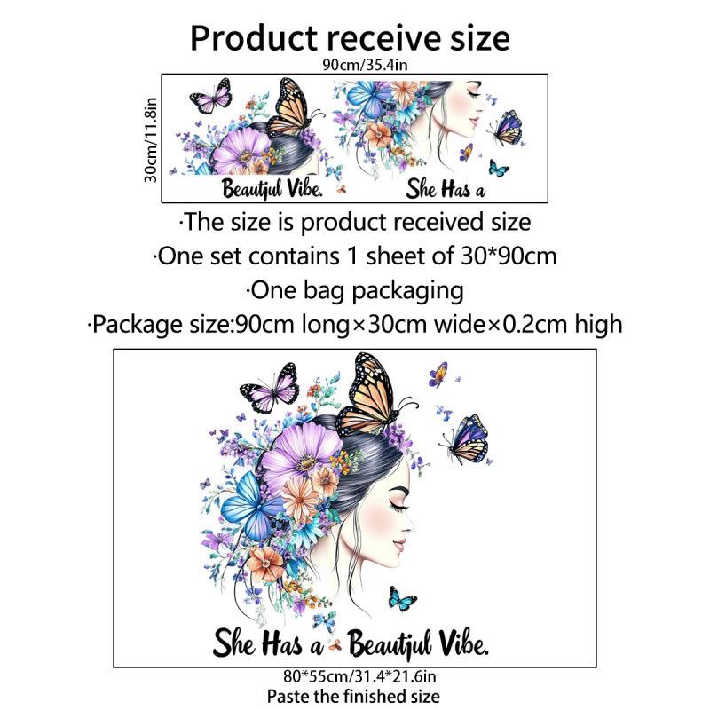 Creative Butterfly Girl English Wall Sticker - Self-Adhesive Decor for Background Walls