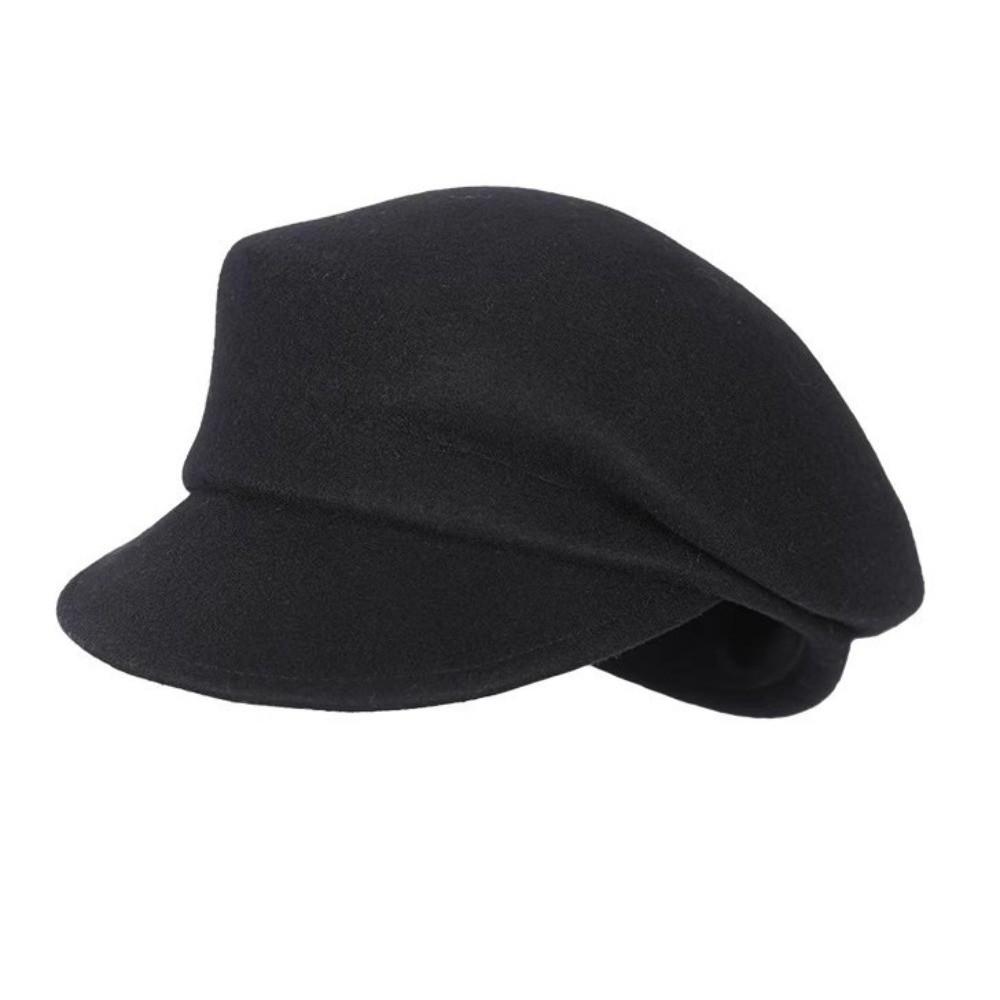 Wool Blend Newsboy Cap Sloping Brim Beret Hat Fashion Peaked Cap  For Women