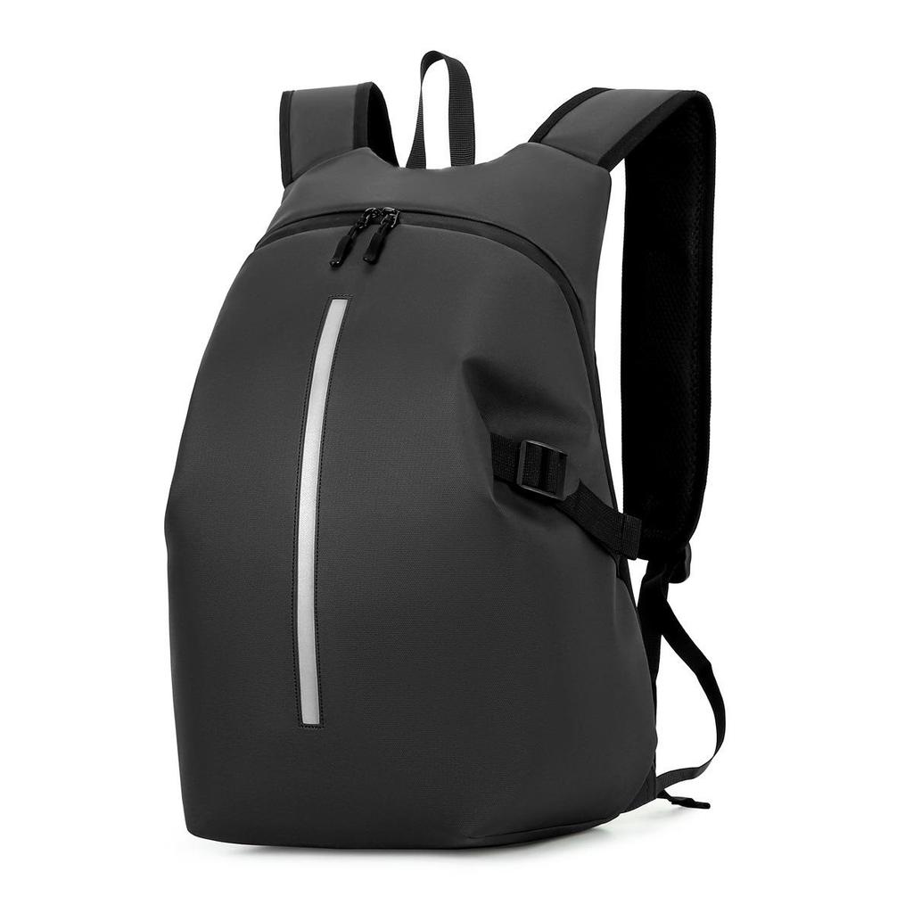 Water-Repellent Leather Motorcycle Backpack with Reflective Strips and Large Capacity