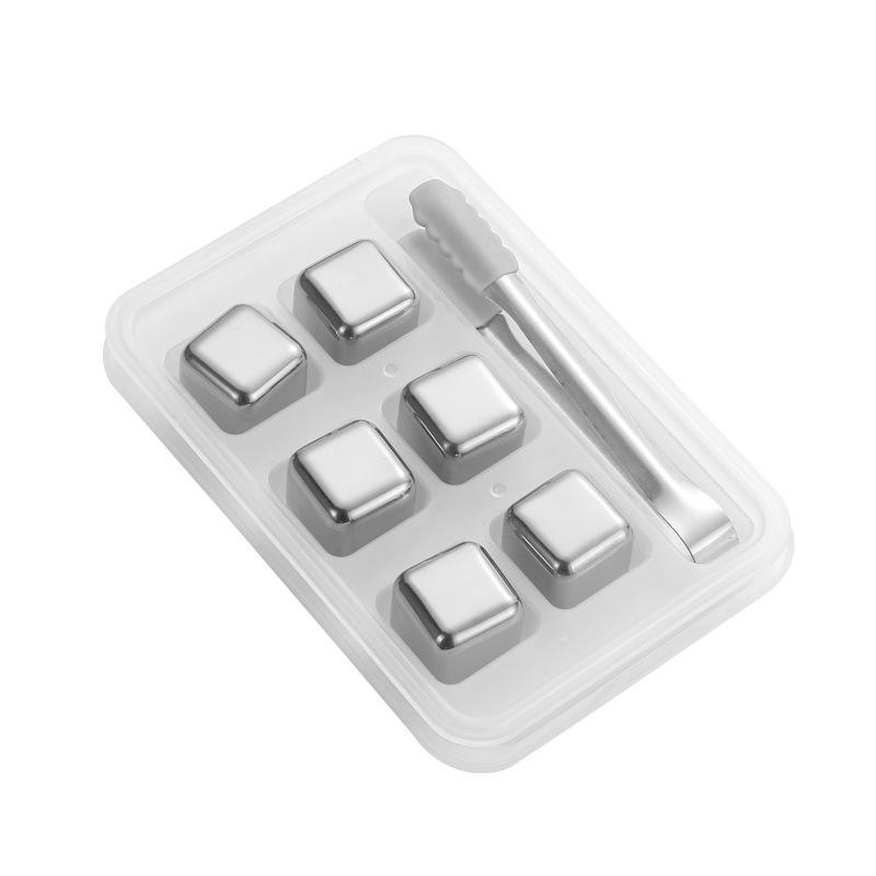 4/6/8 Pcs Stainless Steel Whiskey Stones Ice Cubes Wine beer Cooler Bar Whisky Rock Cooler Chilling Stone Rocks for Beer Wine