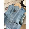 Cowboy Vest for Spring and Summer Loose Fitting Short Sleeveless Casual Vest for Autumn