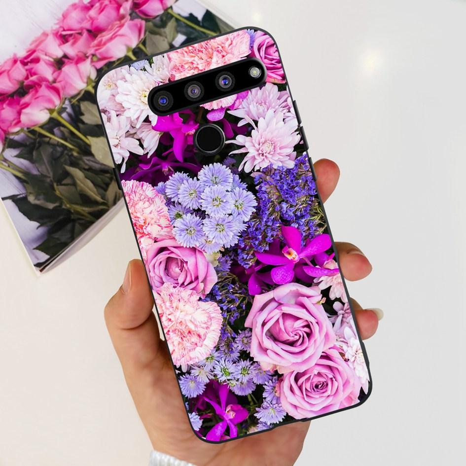 For LG V35 ThinQ Case Cover For LG V40 V50 V50S ThinQ Shockproof Silicone Cases Fashion Flower Soft Funda For LGV50 ThinQ Bumper