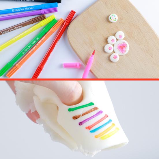 Baking Pen Strong Coloring Ability Health Double Head Design Edible Safety Baked Drawing Fondant Cookies Pigment Pen for Bakery