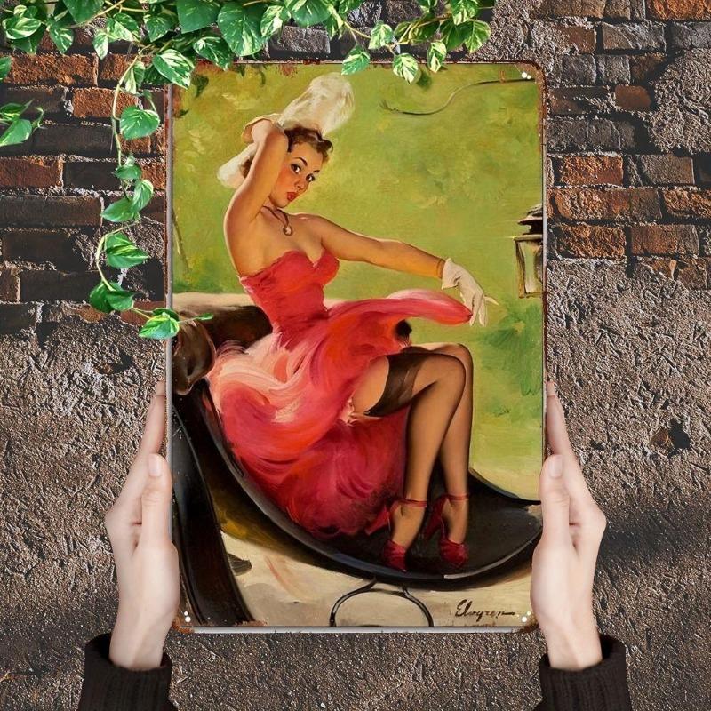 Pin-Up Girl Blechschilder, Garage Werkstatt Metalldekor 20x30cm
