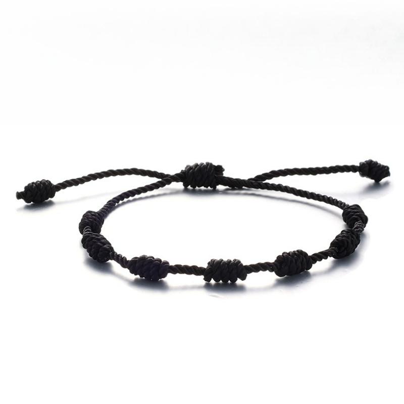 30pcs Handmade 7 Knots Bracelet Red Black String Women Men Bracelet Lucky Cord Braided Rope Couple Wristband Friendship Jewelry 2pcs чёрный
