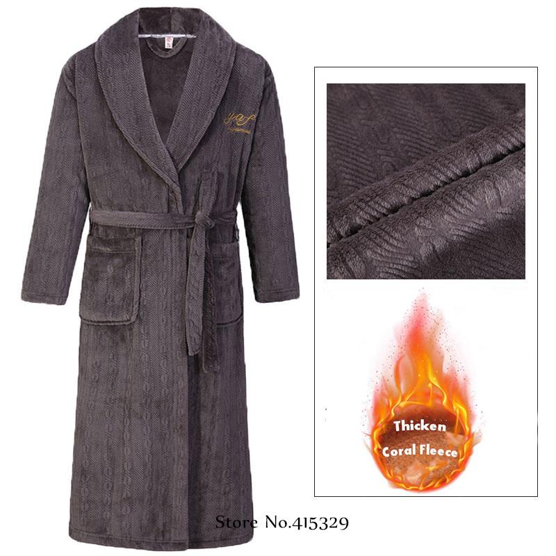

Коралловый бархатный халат для душа, кимоно, халат, зимняя новая мужская домашняя одежда, свободная утепленная пижама 2XL
