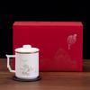 Teaxun Ceramic Suet Jade White Porcelain Office Tea Cup with Lid