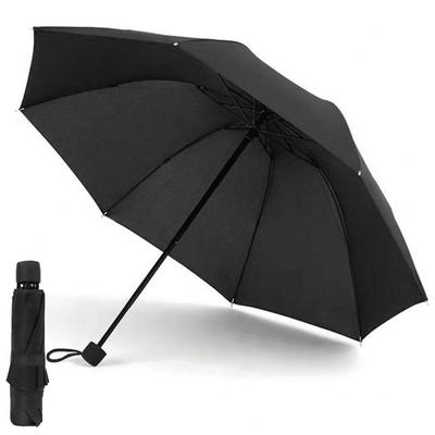 1pc Manual Folding Umbrella, 3-Fold Umbrella, Dual Purpose Sainy Season, Simple Business Umbrella, Solid Color Men & Women Umbrella, Single-Person