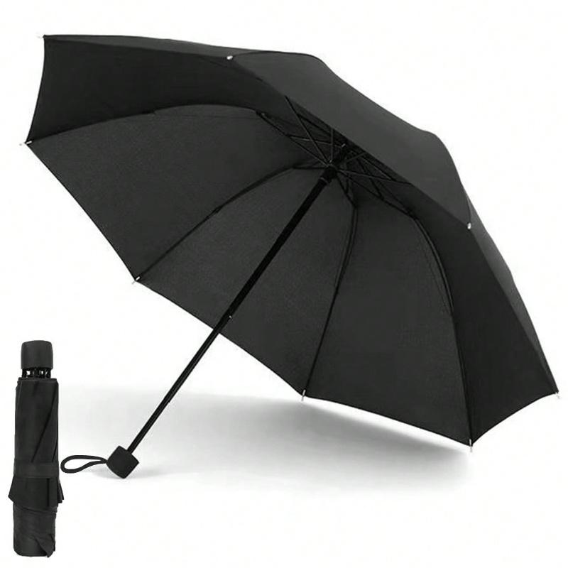 1pc Manual Folding Umbrella, 3-Fold Umbrella, Dual Purpose Sainy Season, Simple Business Umbrella, Solid Color Men & Women Umbrella, Single-Person