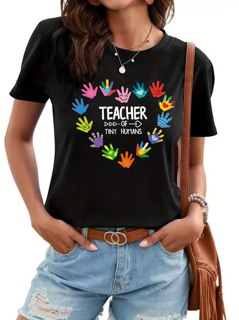 Teacher Print Tshirt Allseason Short Sleeve Casual Top Unisexs Clothingteachers Essential Supplies Teachers Gift
