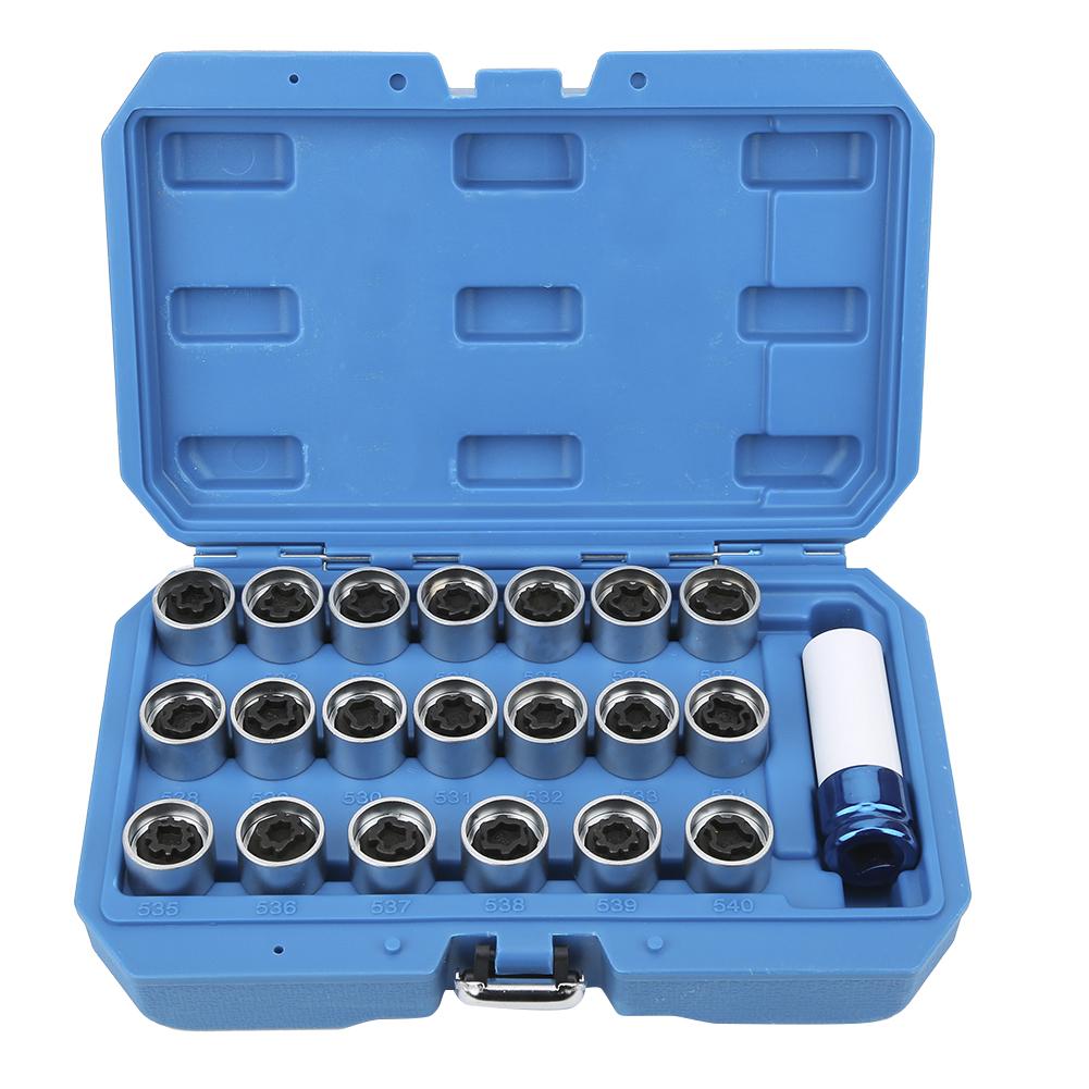 21Pcs Set Wheel Locking Lug Nut Key Set Remover Installation AntiTheft Kit Fit for Mini Series E12 E21 E23