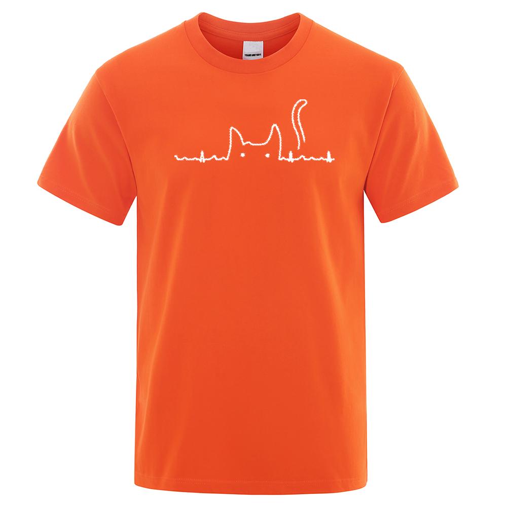 Casual Mens T Shirts Cat Cute Pritned Summer Cotton O-Neck T-shirt for Men Short Sleeve Top Tee Shirt Funny Streetwear T-shirts