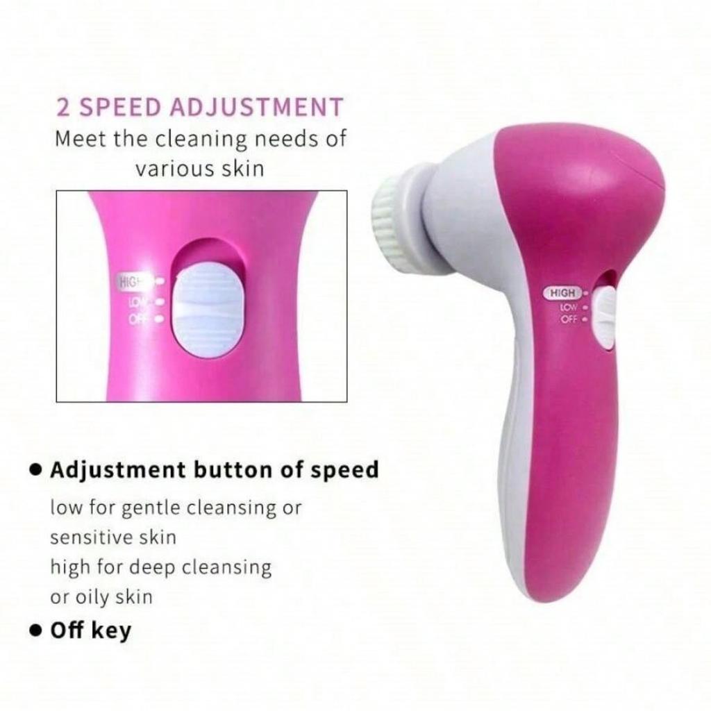 Electric Face Cleansing Brush Machine, 5 In 1 Sonic Skin Scrubber for Blackhead Cleaner, Pore Cleansing and Facial Massage