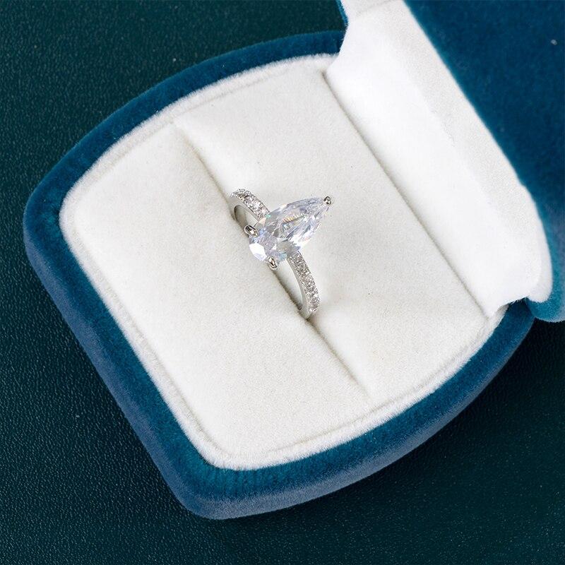 BELLA BOX Simple Stylish Water Drop Zircon Women's Rings Romantic Bridal Wedding Ring Silver Color Trendy Jewelry For Party