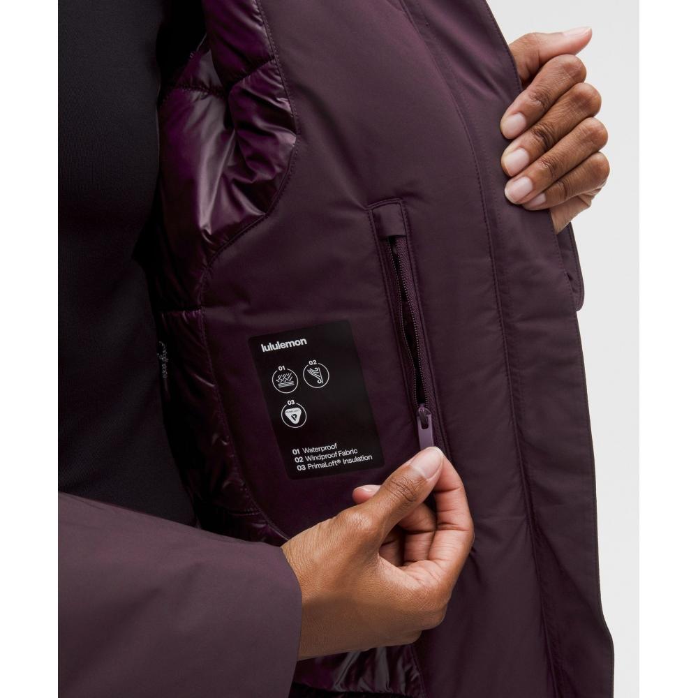 Lululemon Waterproof Insulated Cinch Waist Parka Black Plum