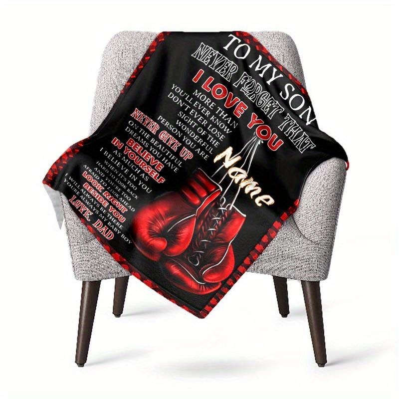 To My Son Customized Your Name Blanket Warm Comfortable Soft Blanket For Chair Office Sofa Bed Sofa Office Camping Suitable For Gifting Relatives And