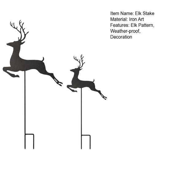 Waterproof Garden Stake 2Pcs/Set Christmas Elk Stake, Black Reindeer Silhouette Yard Art, Holiday Decorative Stakes Deer Flower Bed Sign for