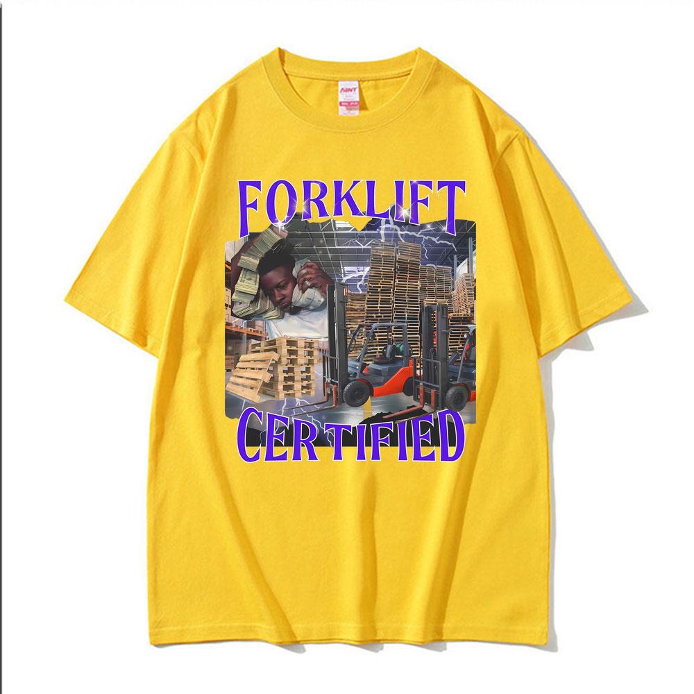 Warehouse Worker Badass Forklift Certified Parody Meme TShirt Retro 90s Funny Y2k T Shirt Men Women Fashion High Quality T-shirt