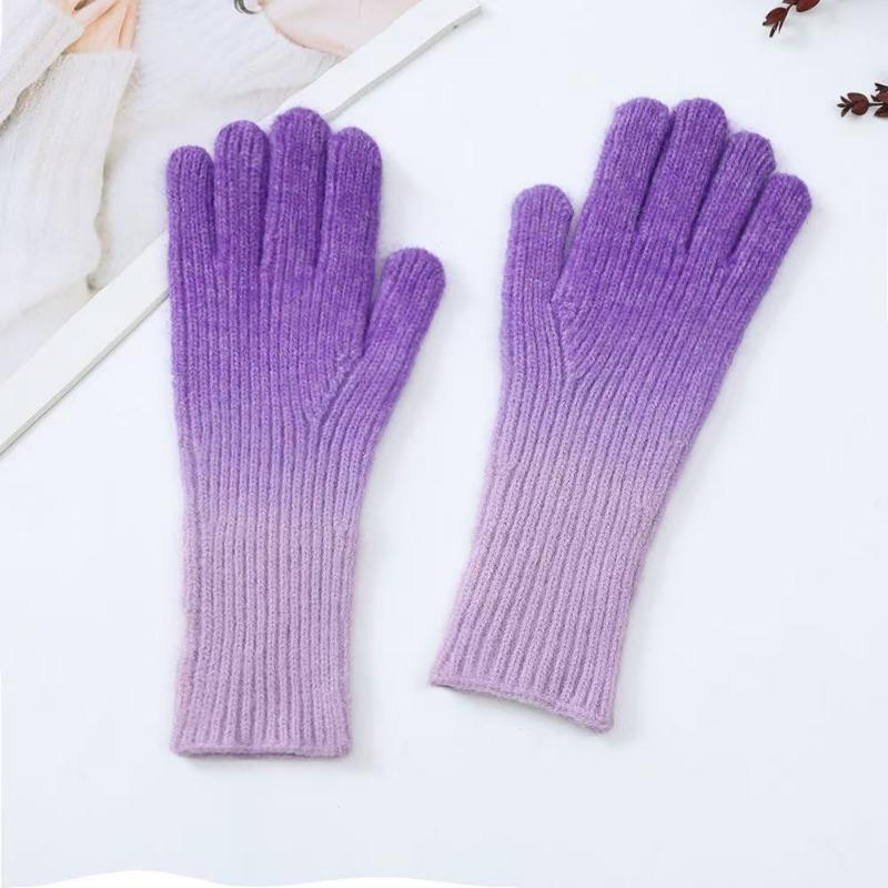 Luvas de dedo femininas de inverno arco-íris mudança gradual longas para aquecer o pulso luvas de dedo inverno cor mudança gradual luvas longas para aquecer o pulso