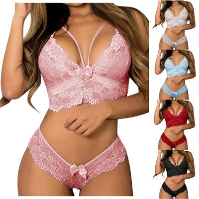 Ladies Strap Lace Crochet Cutout Teddy  Lingerie  Embroidery Gauze Underwear