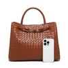 B's Retro Woven Women's Shoulder Tote Bag with Metal Rope Buckle – Large Capacity