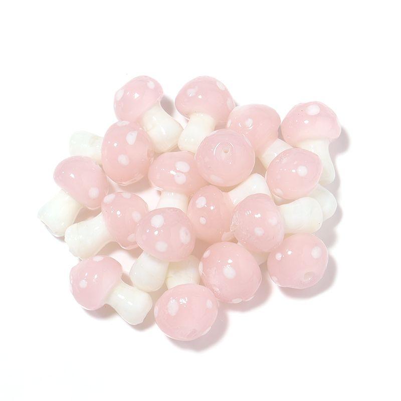 10pcs/lot Colourful Lampwork Beads Cute Mushroom Shape Loose Glass Beads For Jewelry Making DIY Craft Necklace Bracelet Findings