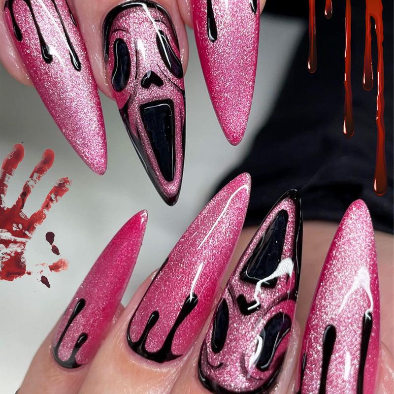 

Trendy Halloween Skull Wearable Cat Eye Nail Pieces