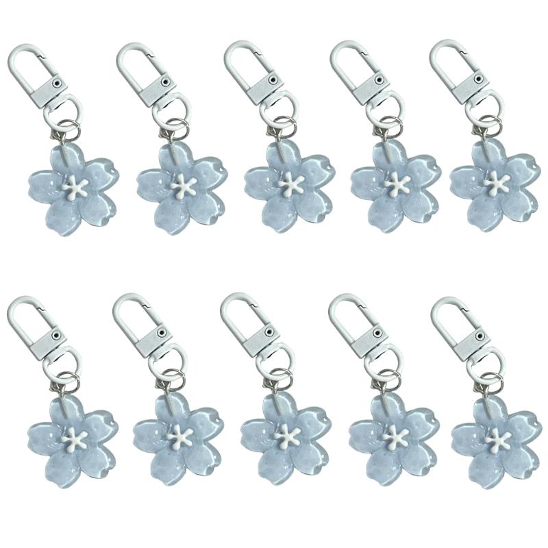 10Pcs Resin Sakuras Keyring Charm Cherry Blossoms Pendant Keychain Stylish Flower Key Accessory for Everyday Use