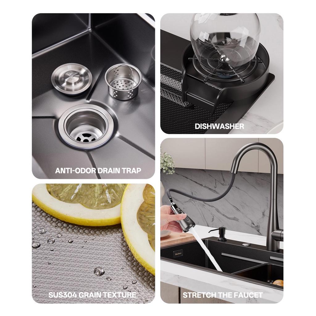 Silver Nano Embossed 304 Stainless Steel Kitchen Sink Large Single Slot Home Improvement Multifunction Wash Basin For Kitchen