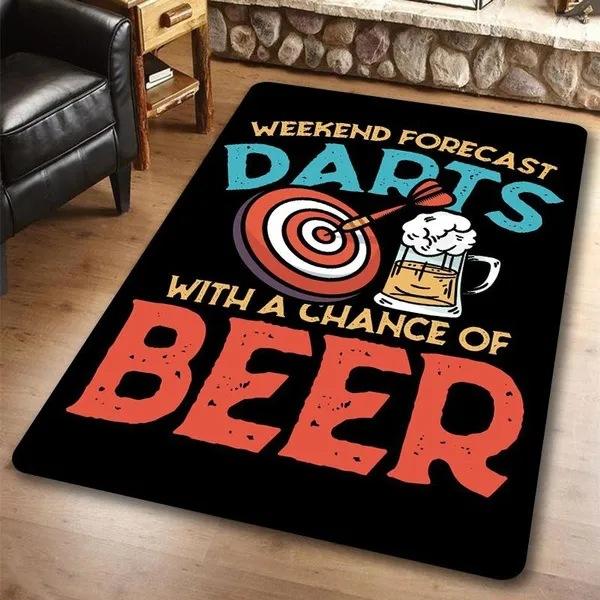 

Vintage Darts Beer Funny Quote Retro Typography Distressed Pub Style Game Room Home Bar Lounge Area Decorative Carpet Mat Rug 40X60CM