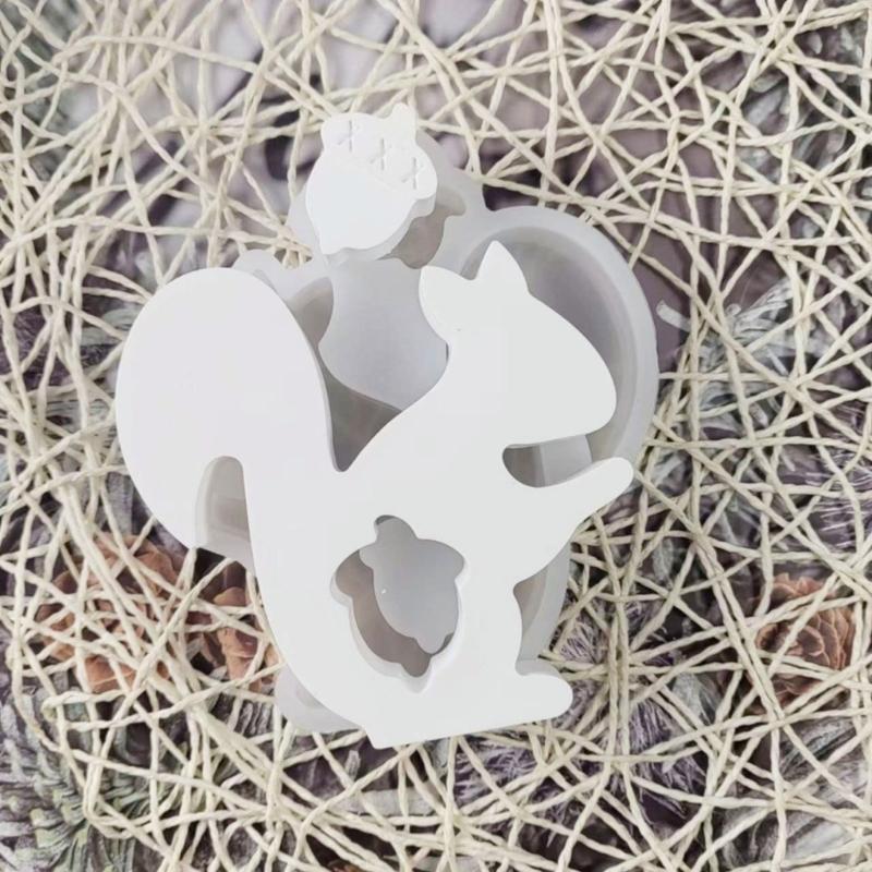 Eichhörnchen Tannenzapfen Figur Silikonform Flexibel und Filigran Für DIY Heimdekoration Und Kreatives Handwerk
