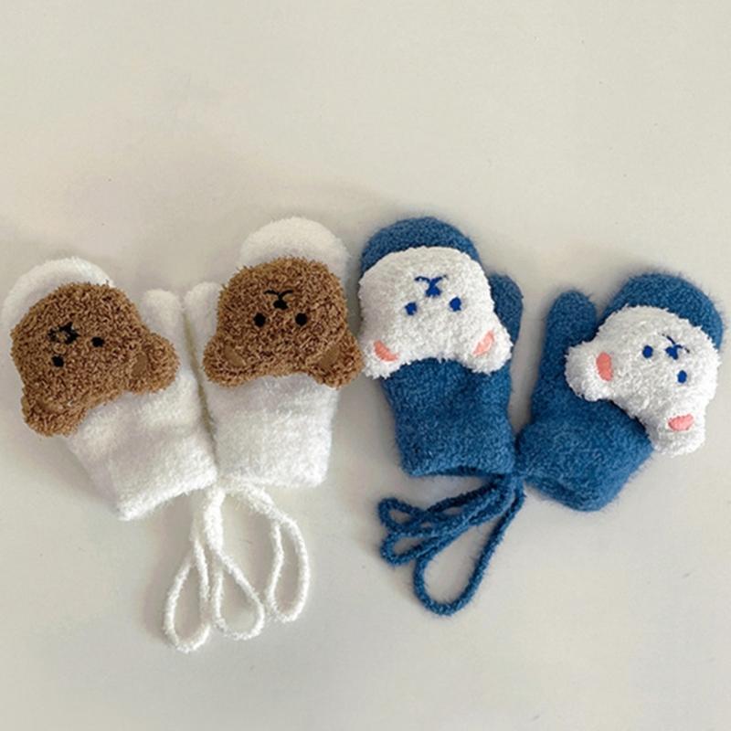 Futrzane Rękawiczki Rękawice Zimowe dla Malucha Dziewczęce Chłopięce Pogrubione Przytulne Ocieplacze na Ręce Wiatroodporne Rękawice Unisex Rękawice z Polaru Koralowego