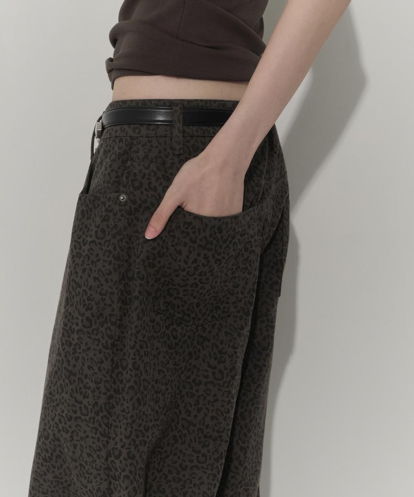 MUSINSA STANDARD WOMAN Women'S Leopard Wide Denim Pants [Khaki Gray]