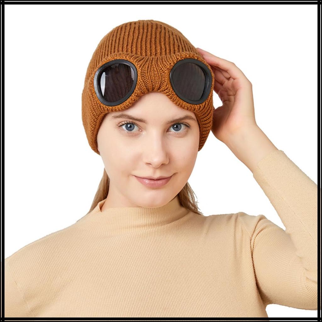 White Fang CZ368 (Black) - Hat, Camping Sunglasses, Knit Skiing Ponpo, Outdoor Snowboarding, Women's and Men's