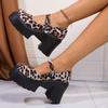 Lucyever Chunky Leopard Print Mary Jane Shoes Women 2024 Fashion Round Toe Platform Pumps Woman Ankle Buckle High Heels Shoes 42