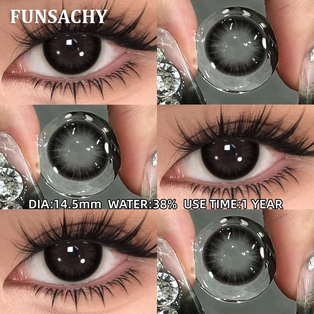 FUNSACHY 1pair New Natural Contact Lenses Black Contacts Gray Lenses Color Brown Contact Lens Yearly Beautiful Pupils for Women
