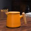 Orange Wood Handle Ceramic Mug with Lid