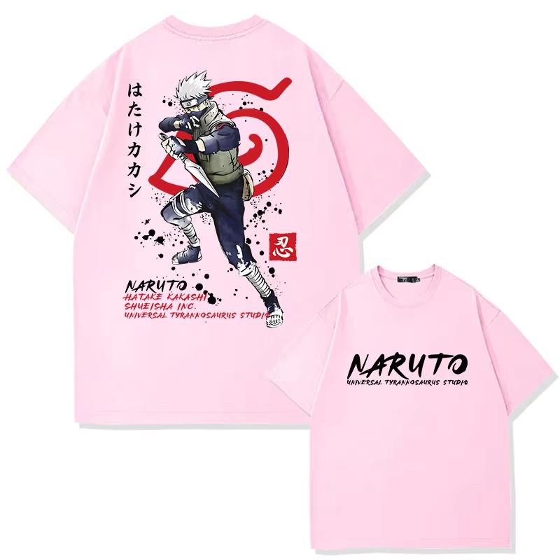Anime Kasi Naruto Pure Cotton Printed Short-sleeved Tee Shirt Fashion Vintage Casual T-shirt 2026 Summer New Japanese Anime Top