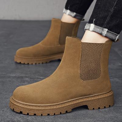 Mens Genuine Leather Chelsea Boots Ankle Casual Boot Luxury Winter Non-Slip Soles Pure Black Brown Suede