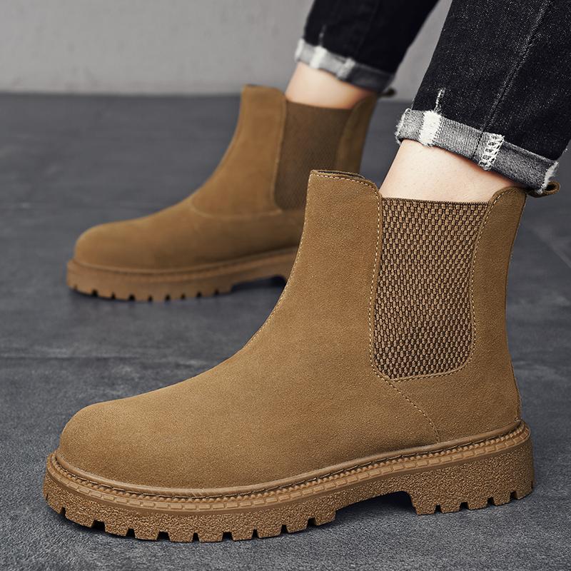 Italian Brand Men Chelsea Boots Genuine Leather Casual High Top Boots Antiskid Ankle Boots All-match Street Fashion Classic Boot