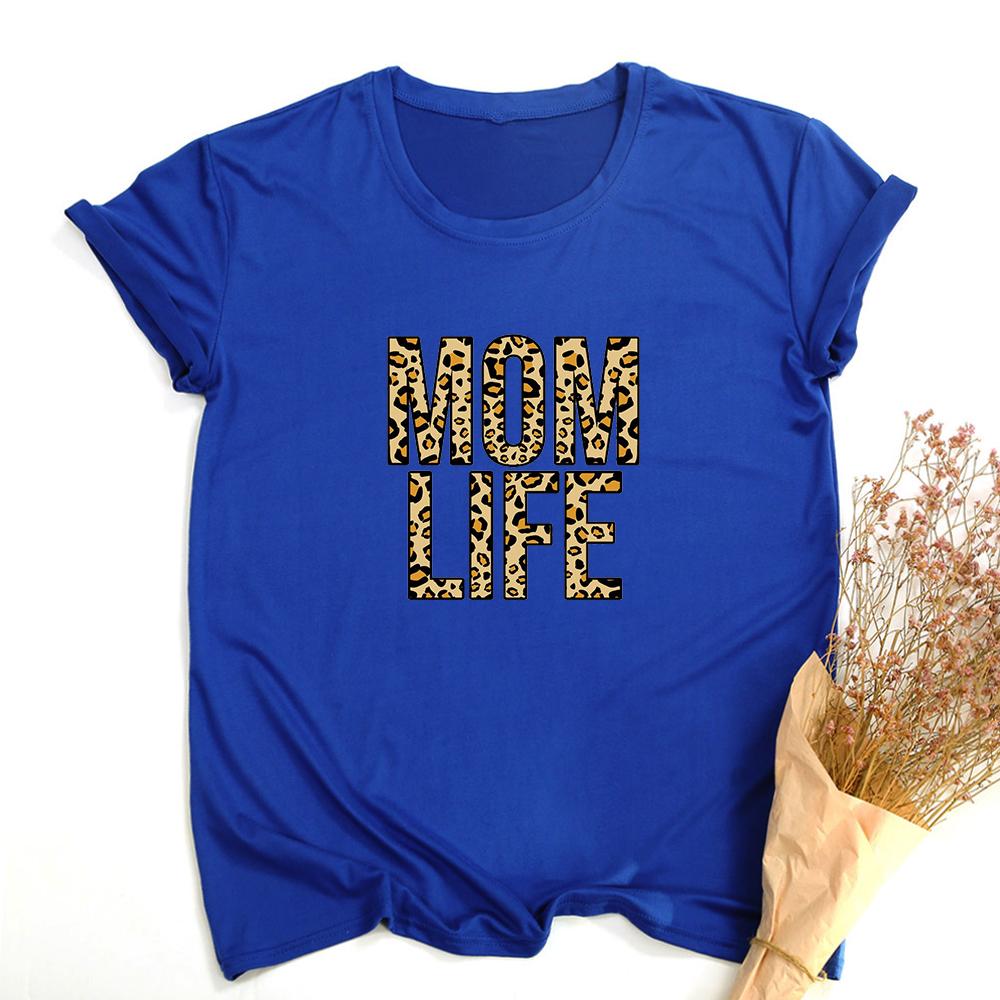 Mom Life Leopard Print Women Summer T Shirts Graphic Harajuku Tees Female Short Sleeve Round Neck