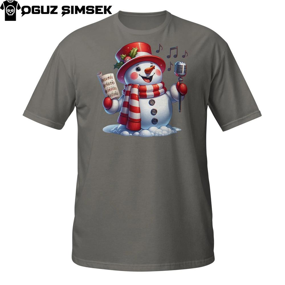 

Snowman Singing Shirt – Christmas Caroler Tee with Microphone and Songbook XL