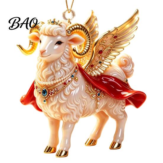 Seasonal Party Favors 2D Flat Christmas Sheep Hanging Ornament with Lanyard, Acrylic Xmas Ornaments Tree Pendant for Home Festive Decor And